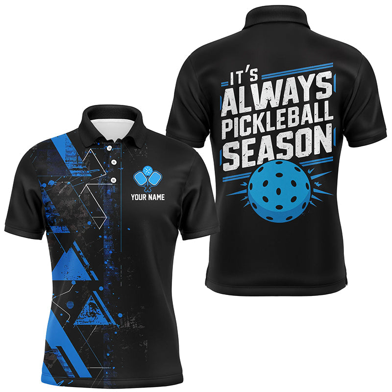 It'S Always Pickleball Season Custom Mens Pickleball Polo Shirts, Pickleball Team Uniforms | Blue IPHW6912