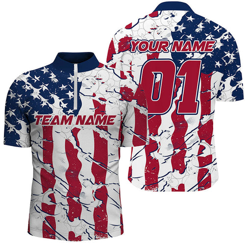 Personalized American Flag Patriotic Bowling Shirt For Men With Custom Name, Team Name, Number IPHW7101