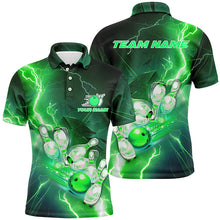 Load image into Gallery viewer, Lightning Strike Custom Green Bowling Polo Shirts, Bowling Team Jerseys For Men IPHW5220