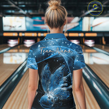 Load image into Gallery viewer, Custom Ethereal Blue Butterfly Bowling Women Quarter-Zip Shirts, Ladies Bowling Outfit IPHW10244