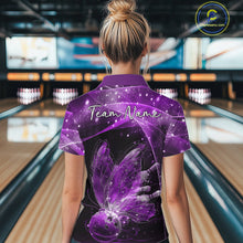 Load image into Gallery viewer, Custom Ethereal Purple Butterfly Bowling Team Women Polo Shirts, Ladies Bowling Outfit IPHW10245