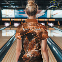 Load image into Gallery viewer, Custom Ethereal Orange Butterfly Bowling Team Women Polo Shirts, Ladies Bowling Outfit IPHW10247