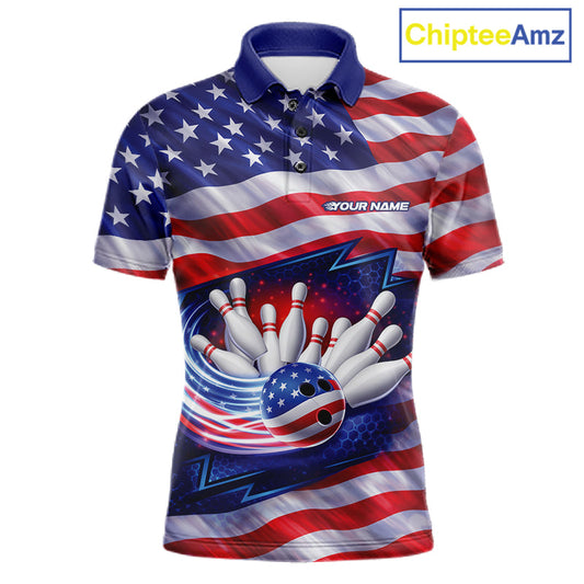 Custom Patriotic US Flag Bowling Team Shirts, 4Th Of July Bowling League Shirt Freedom Bowling Jerseys IPHW10426