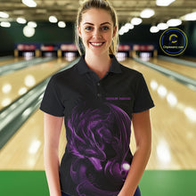 Load image into Gallery viewer, Custom Black And Purple Dragon Bowling Shirts, Bowling League Shirt Dragon Women Jersey IPHW10704
