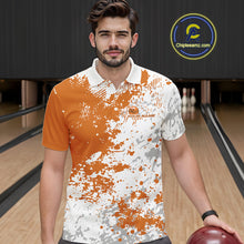 Load image into Gallery viewer, Custom Orange Splatter Bowling Team Men Polo Shirt, Bowling League Shirt Bowler Jerseys IPHW11261