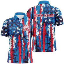 Load image into Gallery viewer, Watercolor Splatters American Flag Custom Patriotic Bowling Shirts For Men, US Bowling Shirt IPHW7712