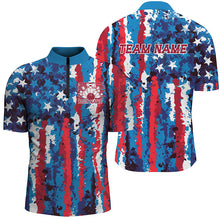 Load image into Gallery viewer, Watercolor Splatters American Flag Custom Patriotic Bowling Shirts For Men, US Bowling Shirt IPHW7712