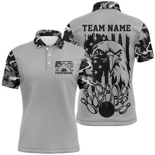 Load image into Gallery viewer, American Flag Eagle Custom Gray Camo Patriotic Bowling Shirts For Men, Us Bowling League Shirt IPHW7944