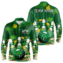 Load image into Gallery viewer, Custom Green St Patrick&#39;S Day Bowling Long Sleeve Polo Shirts For Men, Celtic Team Bowling Outfits IPHW8375