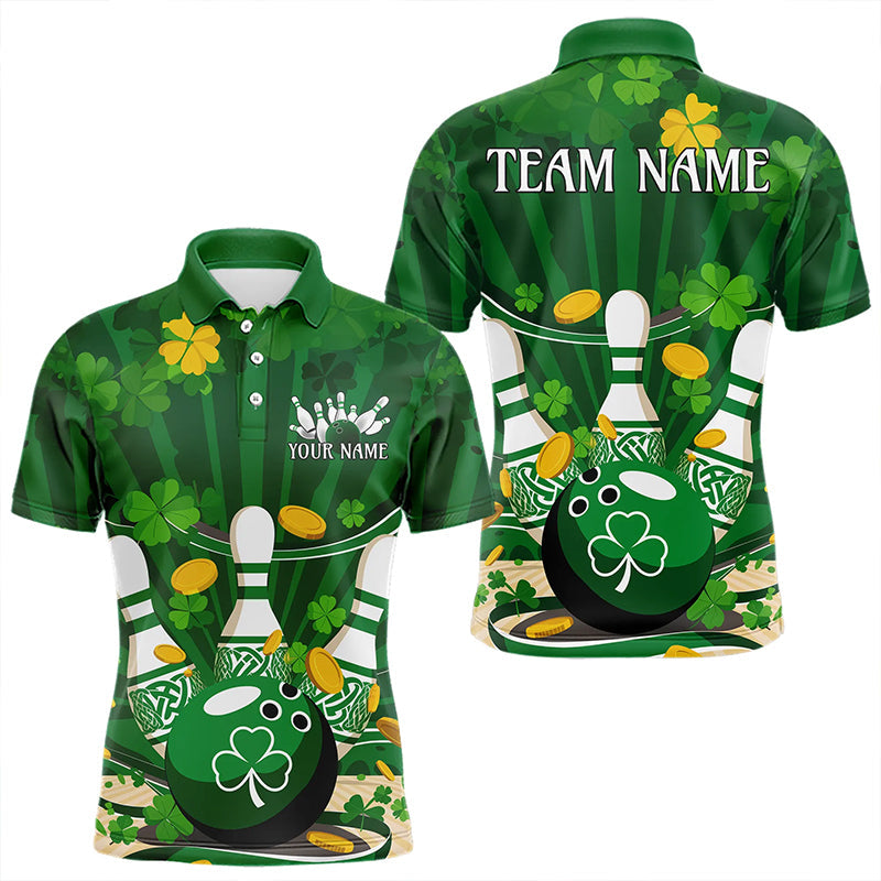 Custom Green St Patrick'S Day Bowling Polo Shirts For Men, Celtic Team Bowling Outfits IPHW8375