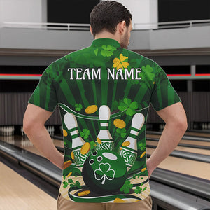 Custom Green St Patrick'S Day Bowling Quarter-Zip Shirts For Men, Celtic Team Bowling Outfits IPHW8375