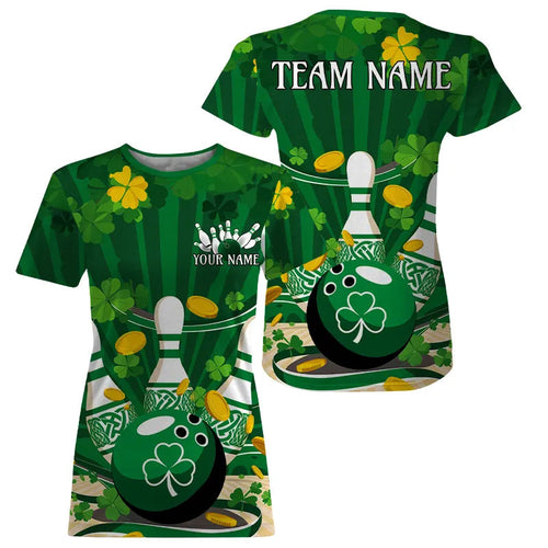 Custom Green St Patrick'S Day Bowling T-Shirts For Women, Celtic Team Bowling Outfits IPHW8375