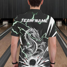 Load image into Gallery viewer, Custom Black And Green Thunder Lightning Dragon Bowling Team Polo Shirts For Men IPHW8555