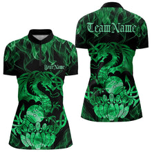 Load image into Gallery viewer, Custom Green Fire Viking Dragon Bowling Women Quarter-Zip Team Shirt, Celtic Bowling Shirts IPHW8875