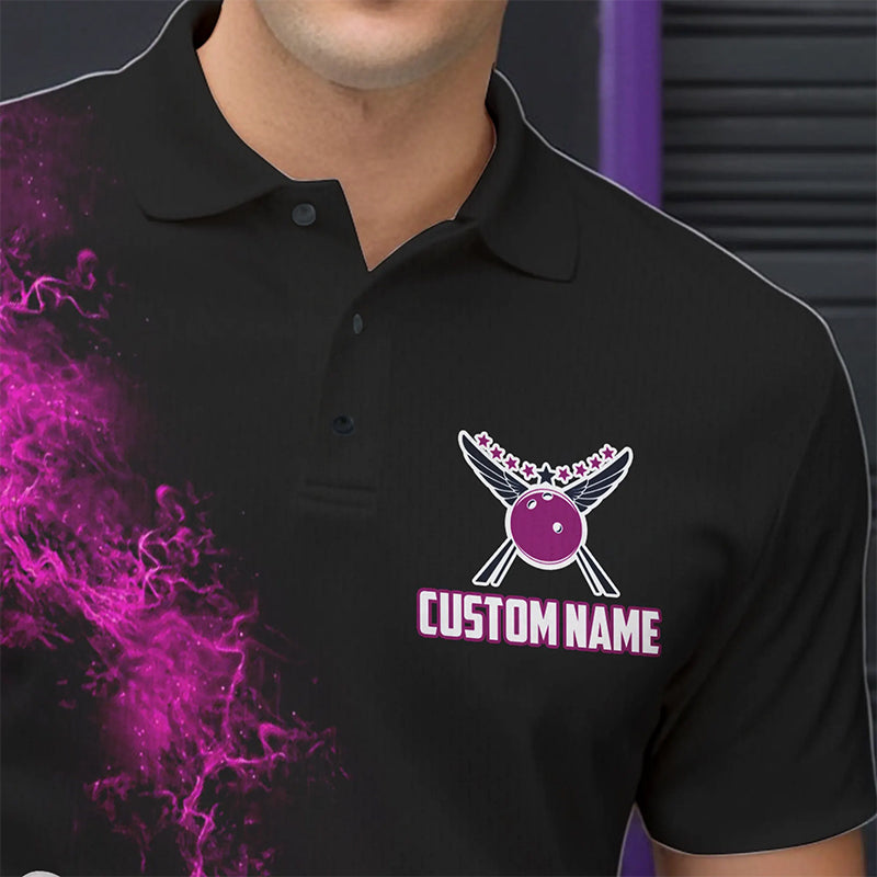 Custom Pink Strike Bowling Polo Shirts For Men Bowling Team Jerseys Bowling League Shirts IPHW8880