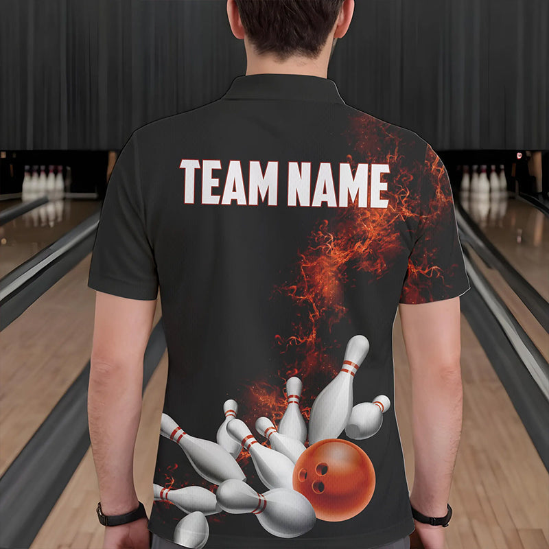 Custom Orange Bowling Polo Shirts For Men Bowling Team Jerseys Bowling League Shirts IPHW8881