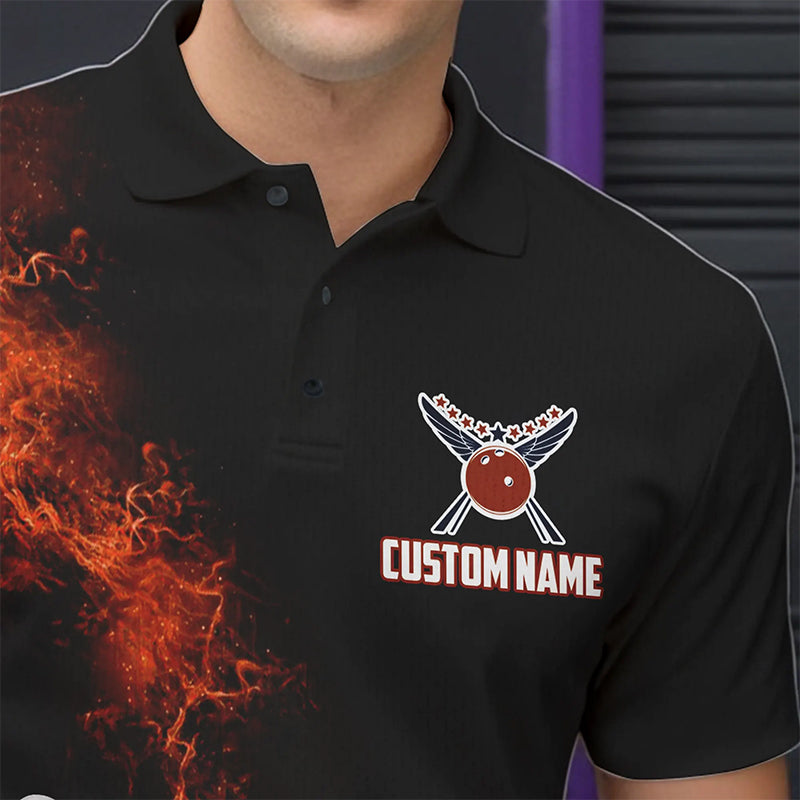 Custom Orange Bowling Polo Shirts For Men Bowling Team Jerseys Bowling League Shirts IPHW8881