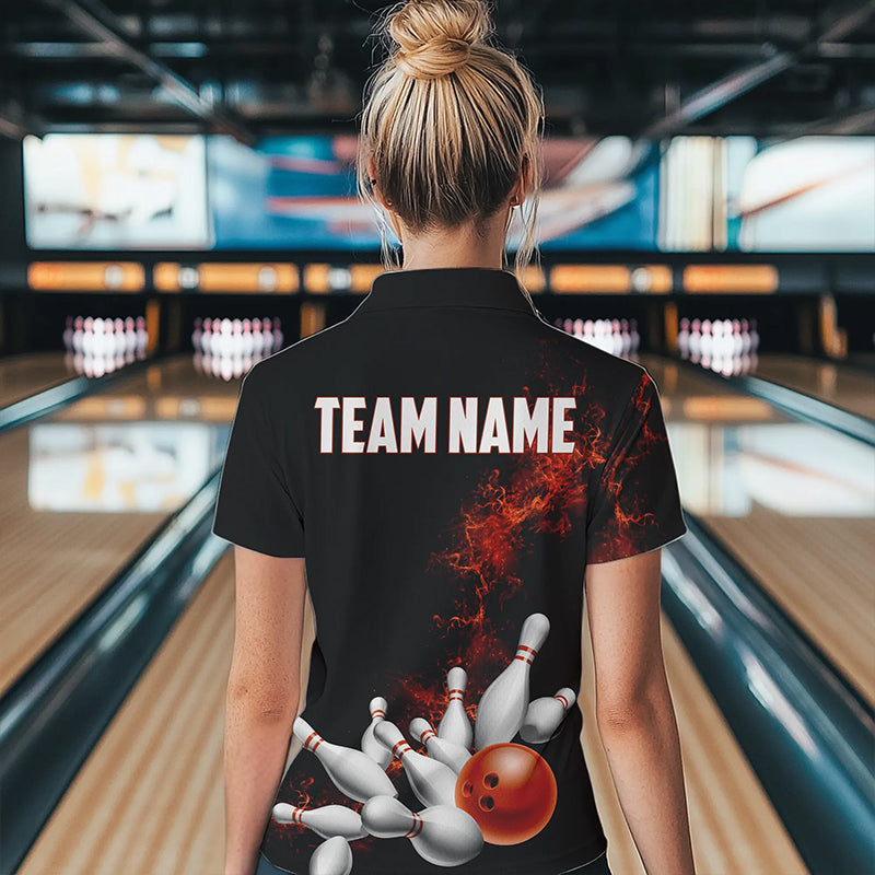 Custom Orange Bowling Polo Shirts For Women Bowling Team Jerseys Bowling League Shirts IPHW8881