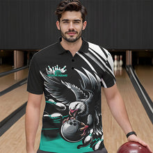 Load image into Gallery viewer, Custom Black And Blue Eagle Bowling Jerseys, Bowling Team Men Polo Shirts Bowlers Outfits IPHW8887
