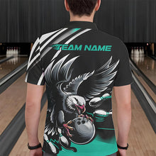 Load image into Gallery viewer, Custom Black And Blue Eagle Bowling Jerseys, Bowling Team Men Polo Shirts Bowlers Outfits IPHW8887