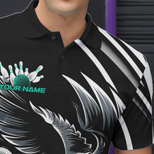 Load image into Gallery viewer, Custom Black And Blue Eagle Bowling Jerseys, Bowling Team Men Polo Shirts Bowlers Outfits IPHW8887