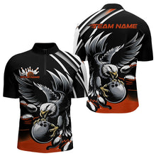 Load image into Gallery viewer, Custom Black And Orange Eagle Bowling Jerseys, Bowling Team Men Quarter-Zip Shirts Bowlers Outfits IPHW8888