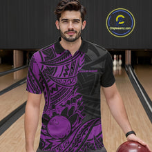 Load image into Gallery viewer, Custom Black And Purple Maori Style Koru Spiral Tribal Men Bowling Polo Team Shirt IPHW10959