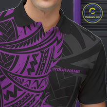Load image into Gallery viewer, Custom Black And Purple Maori Style Koru Spiral Tribal Men Bowling Polo Team Shirt IPHW10959