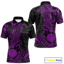 Load image into Gallery viewer, Custom Black And Purple Maori Style Koru Spiral Tribal Men Bowling Polo Team Shirt IPHW10959