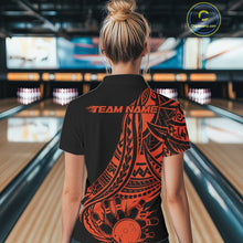 Load image into Gallery viewer, Custom Black And Orange Maori Style Koru Spiral Tribal Women Bowling Polo Team Shirt IPHW10964
