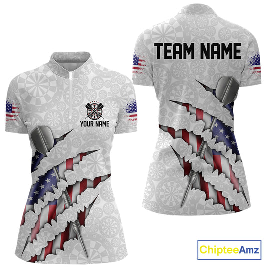 Custom Patriotic Dartboard Dart Women Shirt With Silver Dart Steel, Dart League Shirt IPHW11637