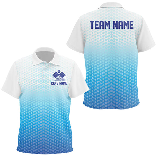Custom Blue Pickleball Polo Shirts For Kid, Kids Pickleball Jerseys IPHW7447