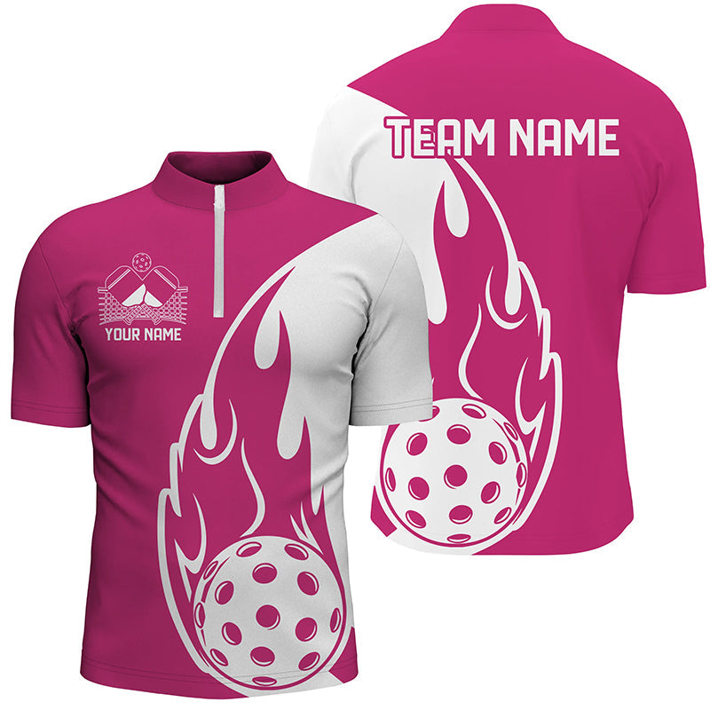 Custom Pink Flame Pickleball Shirts For Men, Pickleball Team Uniform Men'S Outfit IPHW7451