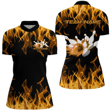 Load image into Gallery viewer, Black And Yellow Vibrant Flame Custom Men's Bowling Team Uniform, Bowling Tournament Shirts IPHW7716