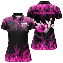 Load image into Gallery viewer, Black And Pink Vibrant Flame Custom Men's Bowling Team Uniform, Bowling Tournament Shirts IPHW7717