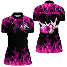Load image into Gallery viewer, Black And Pink Vibrant Flame Custom Men's Bowling Team Uniform, Bowling Tournament Shirts IPHW7717