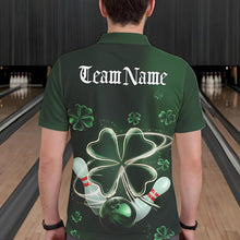 Load image into Gallery viewer, Custom Green Shamprock Saint Patricks Bowling Polo Shirts For Men, Lucky Bowling Team Shirt IPHW8572