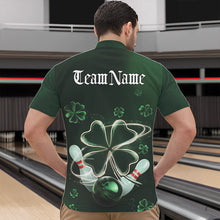 Load image into Gallery viewer, Custom Green Shamprock Saint Patricks Bowling Quarter-Zip Shirts For Men, Lucky Bowling Team Shirt IPHW8572