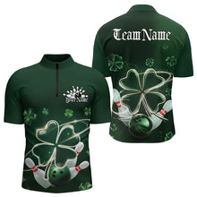 Load image into Gallery viewer, Custom Green Shamprock Saint Patricks Bowling Quarter-Zip Shirts For Men, Lucky Bowling Team Shirt IPHW8572