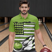 Load image into Gallery viewer, Custom Saint Patricks Bowling Polo Shirts For Men, Shamrock Flag US Bowling Team Shirt IPHW8576