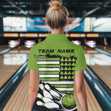 Load image into Gallery viewer, Custom Saint Patricks Bowling Polo Shirts For Women, Shamrock Flag US Bowling Team Shirt IPHW8576