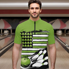 Load image into Gallery viewer, Custom Saint Patricks Bowling Quarter-Zip Shirts For Men, Shamrock Flag US Bowling Team Shirt IPHW8576