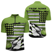 Load image into Gallery viewer, Custom Saint Patricks Bowling Quarter-Zip Shirts For Men, Shamrock Flag US Bowling Team Shirt IPHW8576