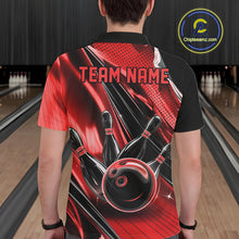 Load image into Gallery viewer, Custom Black And Red Bowling Jerseys For Men, Bowling Team Polo Shirts With Name IPHW10965