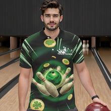 Load image into Gallery viewer, Custom Lucky Strike Saint Patricks Bowling Polo Team Shirts For Men, Green Bowling Shirt IPHW8583