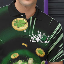 Load image into Gallery viewer, Custom Lucky Strike Saint Patricks Bowling Polo Team Shirts For Men, Green Bowling Shirt IPHW8583