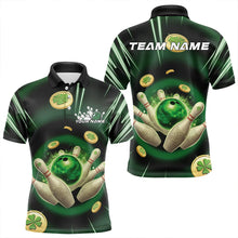 Load image into Gallery viewer, Custom Lucky Strike Saint Patricks Bowling Polo Team Shirts For Men, Green Bowling Shirt IPHW8583