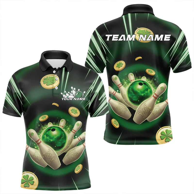 Custom Lucky Strike Saint Patricks Bowling Polo Team Shirts For Men, Green Bowling Shirt IPHW8583