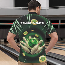 Load image into Gallery viewer, Custom Lucky Strike Saint Patricks Bowling Quarter-Zip Team Shirts For Men, Green Bowling Shirt IPHW8583