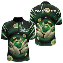 Load image into Gallery viewer, Custom Lucky Strike Saint Patricks Bowling Quarter-Zip Team Shirts For Men, Green Bowling Shirt IPHW8583